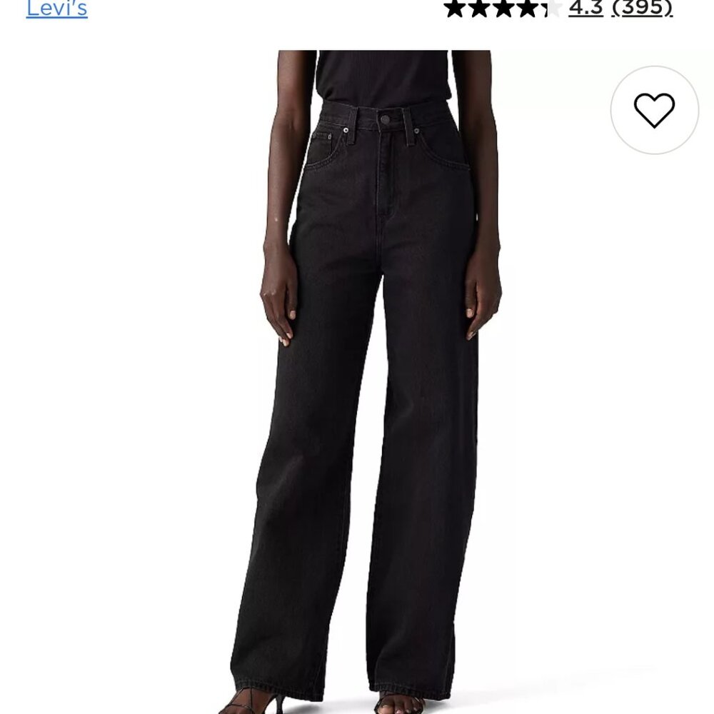 Levi's high waisted baggy wide leg black jeans size 32 waist 31 length
